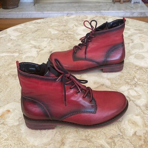 Remonte Double Laces Leather Ankle Boots - Picture 4 of 13